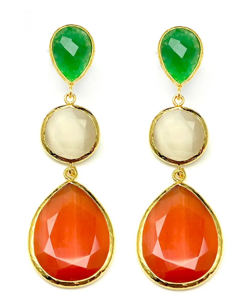 PENDIENTES NARANJAS DE PIEDRAS PARA BODAS