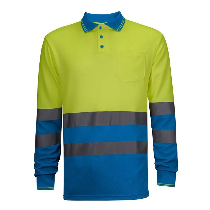 Polo manga larga combinado de alta visibilidad