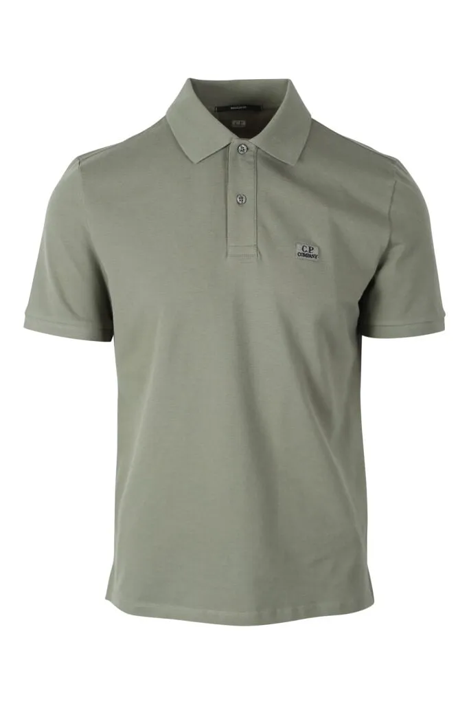 Polo verde militar con minilogo circular