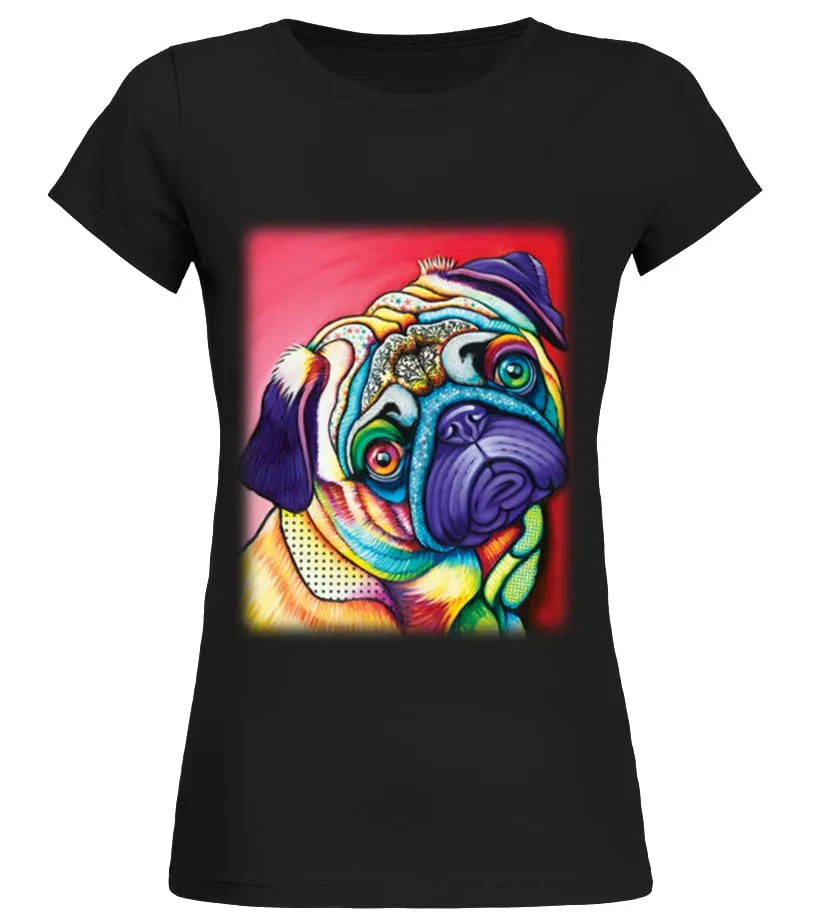 Pug Color Art Camiseta cuello redondo Mujer