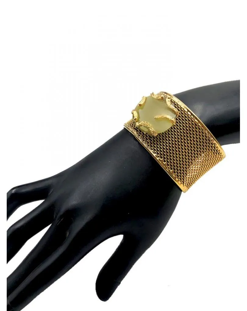 PULSERAS ANCHAS DE MUJER DORADAS Y VERDES DE INVITADA DE BODA