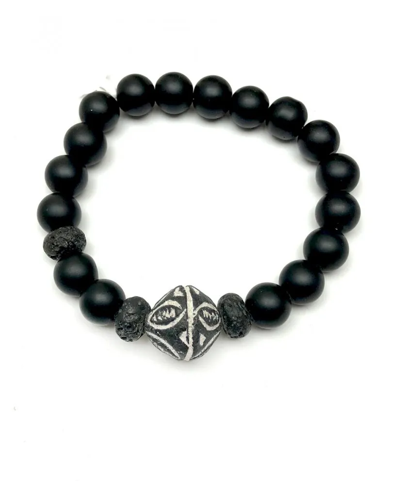 PULSERAS DE HOMBRE CON PIEDRAS DE AZABACHE Y VOLCANICAS