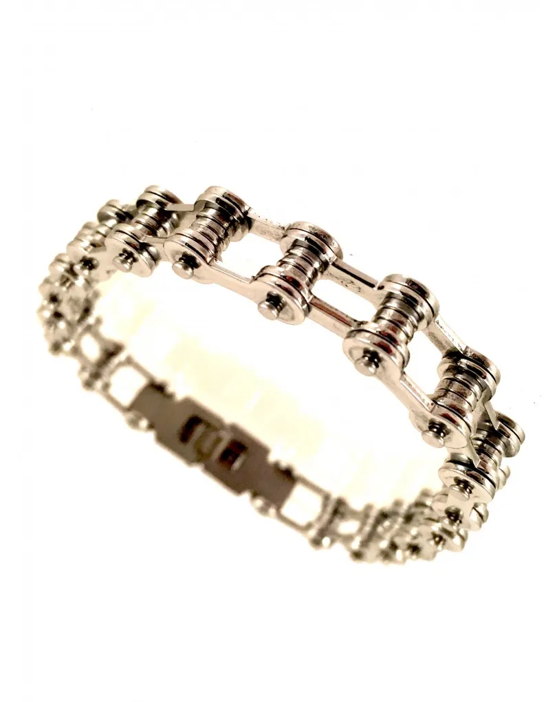PULSERAS DE HOMBRE EN ACERO FORMA CADENA DE MOTO
