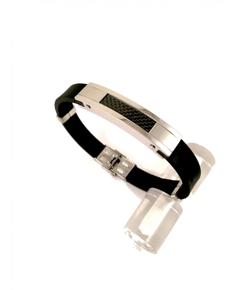 PULSERAS DE HOMBRE EN ACERO Y CAUCHO CON FIBRA DE CARBONO