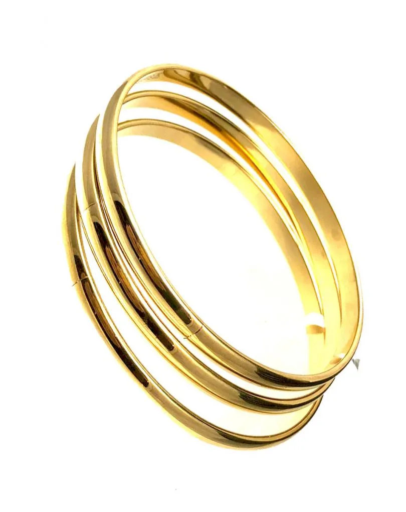 PULSERAS DORADAS PARA MUJER EN ACERO JUEGO DE TRES