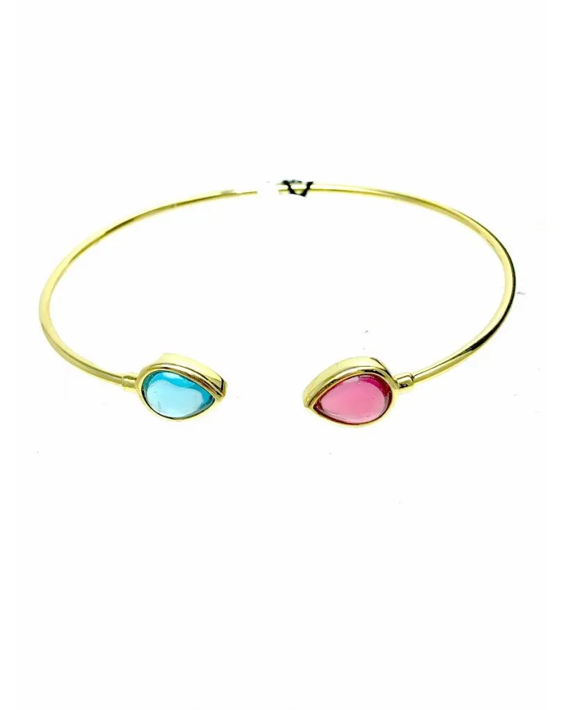 PULSERAS MUJER BAÑO ORO CON ROSA Y AZUL DE POMELATO