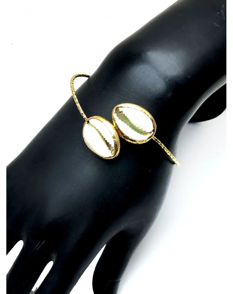 PULSERAS MUJER CON BAÑO DE ORO Y CONCHAS NATURALES DE MAR