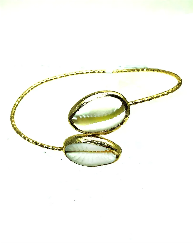 PULSERAS MUJER CON BAÑO DE ORO Y CONCHAS NATURALES DE MAR