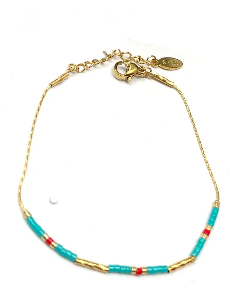 PULSERAS MUJER FINAS CON PIEDRAS TURQUESA, JARDIN DEL DESEO