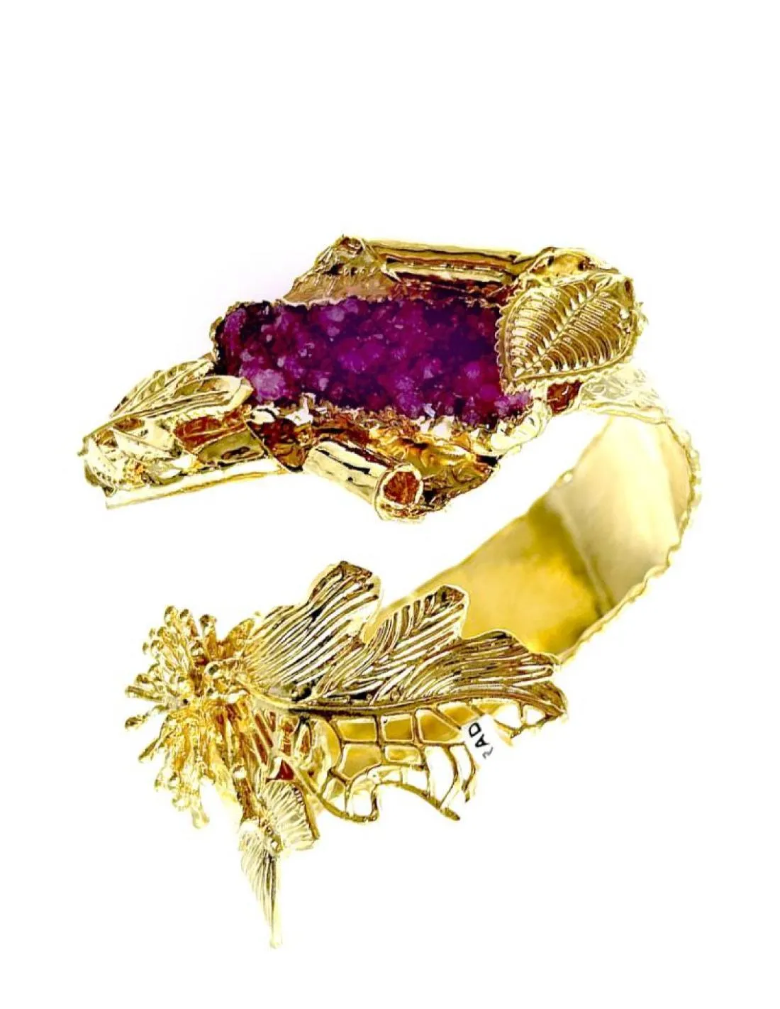 PULSERAS ONLINE DORADAS ANCHAS Y BUGAMBILIAS DE PIEDRA DRUSA