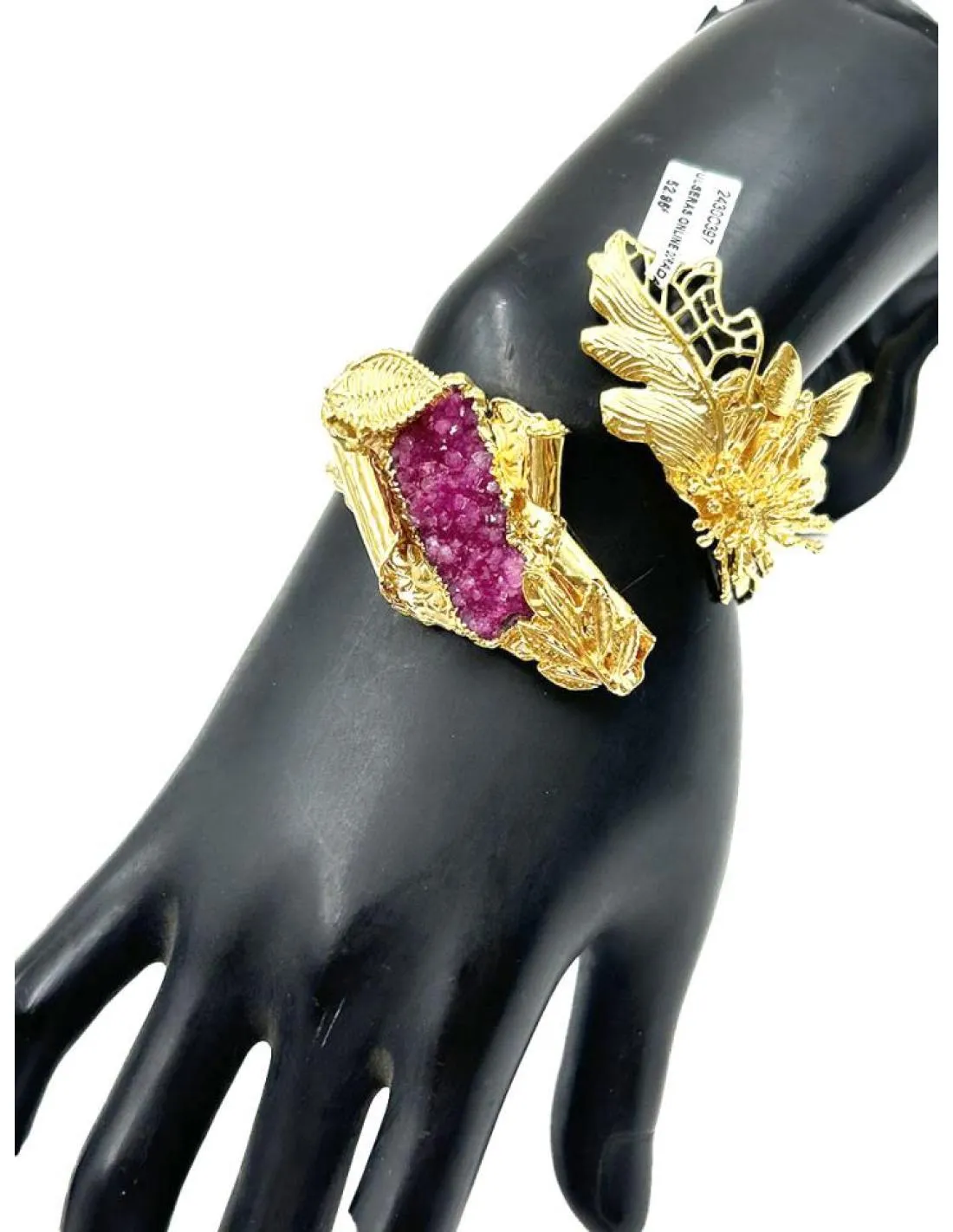 PULSERAS ONLINE DORADAS ANCHAS Y BUGAMBILIAS DE PIEDRA DRUSA