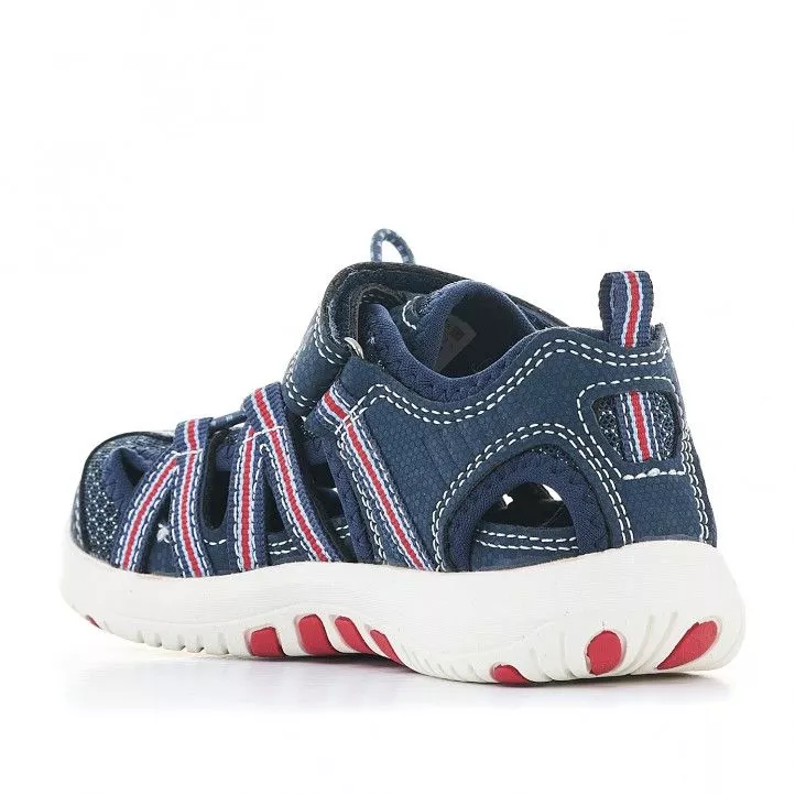sandalias Pablosky azules con acabados en rojo
