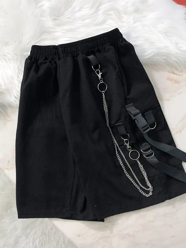 Shorts cargo con bolsillo y correa con hebilla para hombre