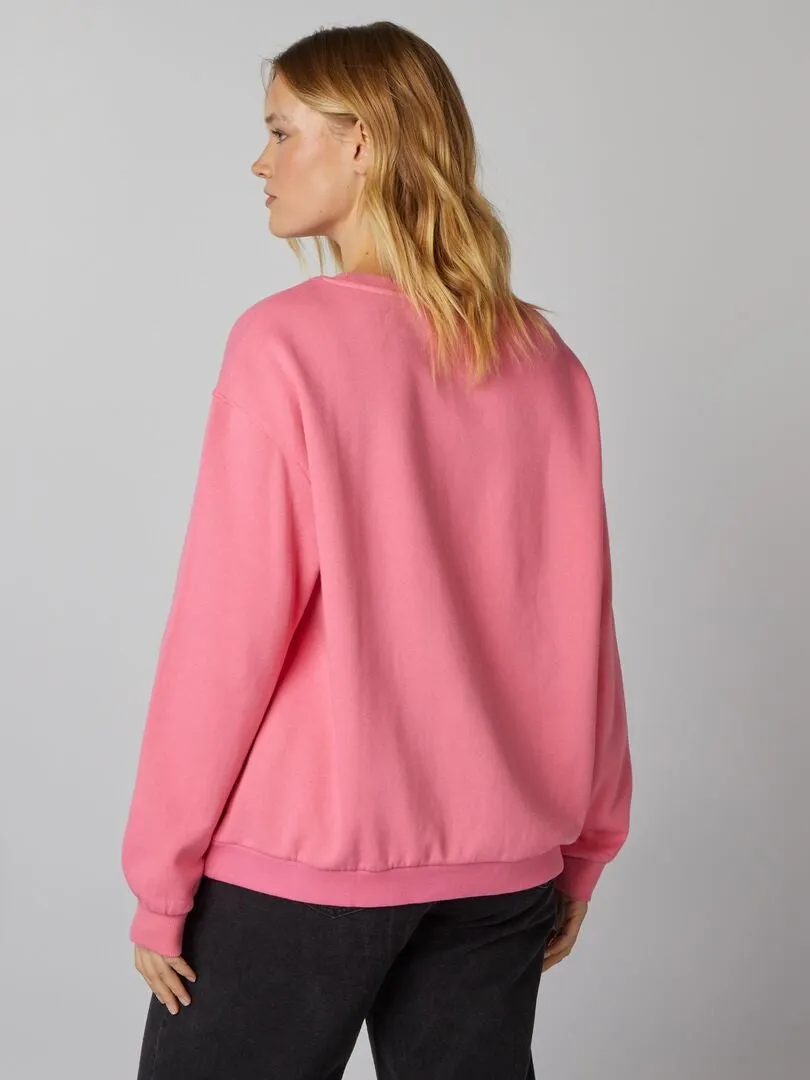SUDADERA OVERSIZE  ROSA