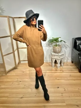 Vestido Básico Punto ASBURY Marrón