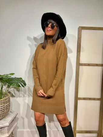 Vestido Básico Punto ASBURY Marrón
