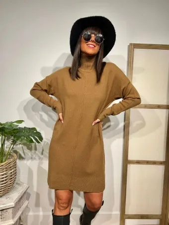 Vestido Básico Punto ASBURY Marrón