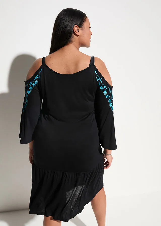 VESTIDO CON ABERTURAS PARA LA PLAYA MARRóN GRISáCEOBLANCO LANA
