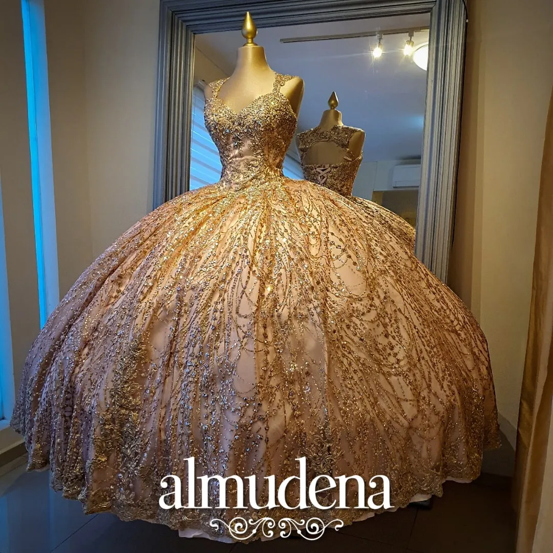 Vestido para Quinceañera Rose Gold con Pedreria