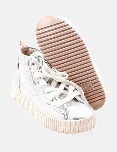 Zara Zapatilla gris metalizada